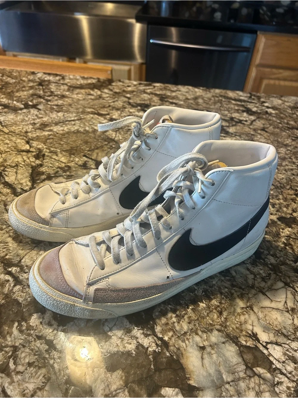 Nike High-Top Sneakers White with Black Swoosh